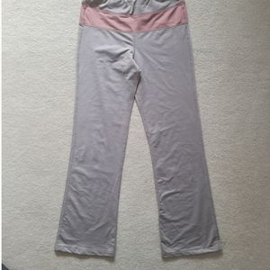 Flared Leggings Yoga Pants Wide Leg Mid High Rise Nude Pink Contrast Waistband S